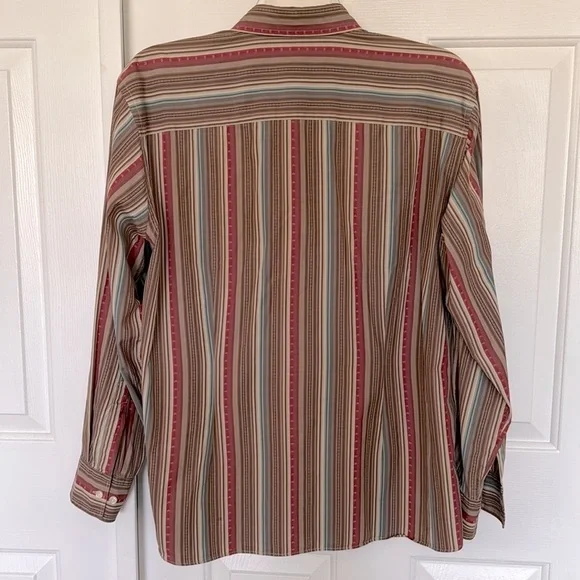 Faconnable Button Up Men’s Shirt. Vertical Striped Multicolor. Size Large - Picture 4 of 4